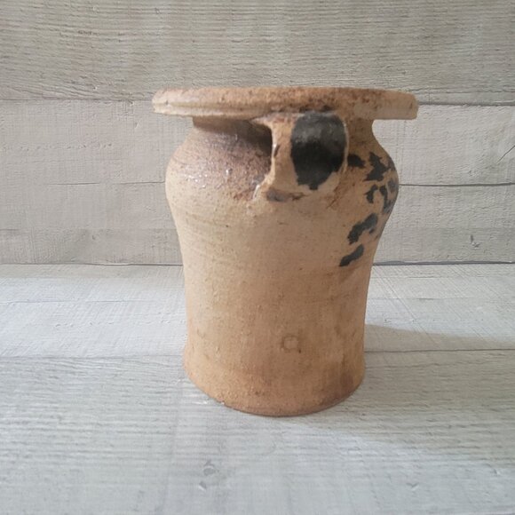 Rustic Handcrafted Clay Vase With Tree Design & Dual Handles Utensil Holder - Picture 4 of 8
